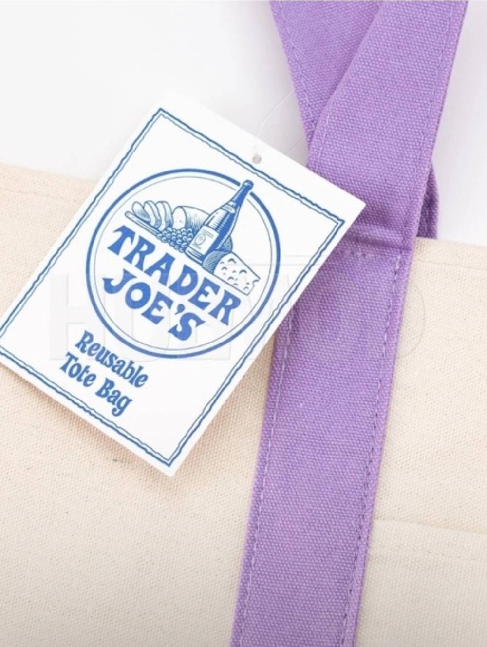 NWT- Large Lavender-Trim Canvas Tote Bag - Picture 4 of 4